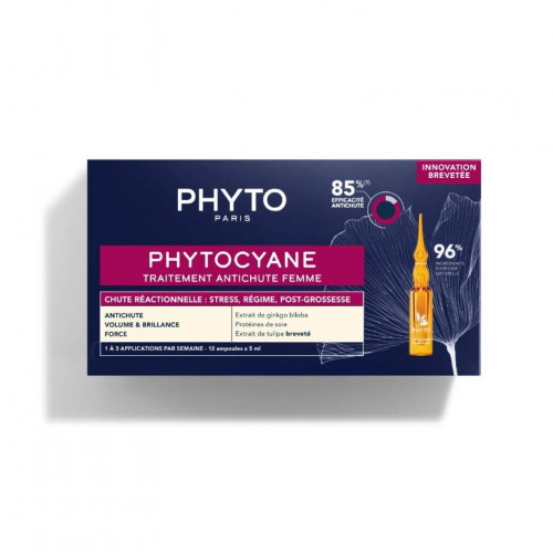 PHYTOCYANE Traitement Antichute Femme - 12 Ampoules de 5ml