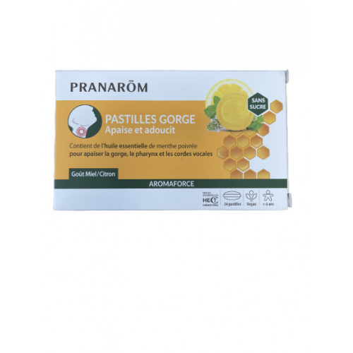 PRANARÔM AROMAFORCE Pastilles Gorge Miel Citron - 24 Pastilles