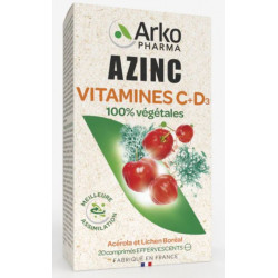 ARKOPHARMA - Azinc Vitamines C+D3 100% Végétales - 20 Comprimés