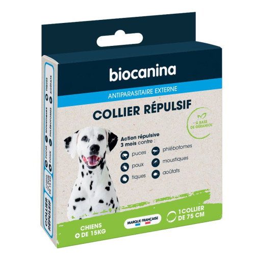 BIOCANINA ANTIPARASITAIRE Collier Répulsif 75cm - Chiens + de