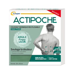 ACTIPOCHE COUSSIN THERMIQUE ARGILE Chaud/Froid Dos et Ventre -