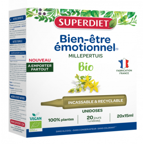 SUPERDIET Millepertuis BIO Bien-Être Émotionnel - 20 Unidoses