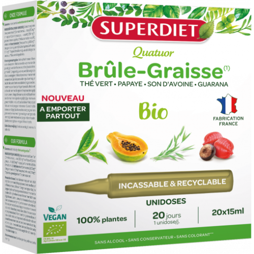 SUPERDIET Quatuor Brûle Graisse - 20 Unidoses de 15ml