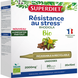 SUPERDIET Résistance au Stress Rhodiola BIO - 20 Unidoses de