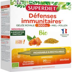 SUPERDIET Défenses Immunitaires Gelée Royale 3000mg BIO - 20