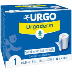 URGODERM Sparadrap non tissé, multiextensible, souple, aéré, hypoallergénique 10mx10cm, rouleau