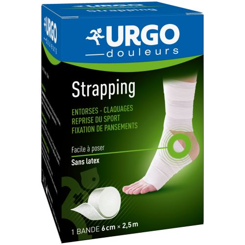 URGOSTRAPPING Bande adhésive élastique en longueur, hypoallergénique, spéciale sport 2,5mx6cm