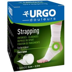 URGOSTRAPPING Bande adhésive élastique en longueur, hypoallergénique, spéciale sport 2,5mx3cm