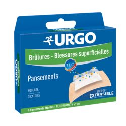 URGO Brûlures, blessurs superficielles : soulage et cicatrise petit format Boîte/6