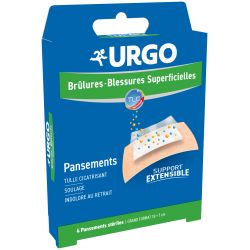 URGO Brûlures, blessures superficielles : soulage et cicatrise grand format Boîte/4