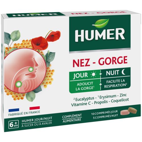 HUMER NEZ GORGE Jour & Nuit - 15 Comprimés