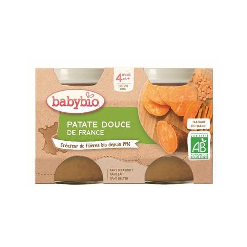 BABYBIO PATATE DOUCE DE FRANCE DÈS 4 MOIS x 2 - 130 g