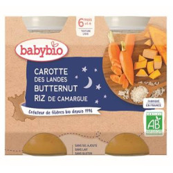 BABYBIO PETITS POTS BONNE NUIT Carotte Butternet Riz + 6 Mois -