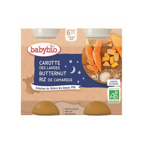 BABYBIO Bonne Nuit Carotte-potimarron-riz x 2 - 200 g