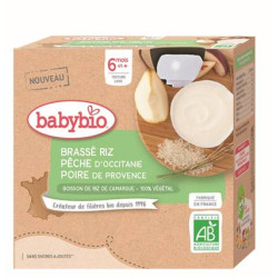 BABYBIO GOURDES BRASSÉ Riz Pêche Poire - 4x85g