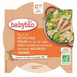 BABYBIO ASSIETTE MENU DU JOUR + 12 Mois Petits Pois Panais Veau