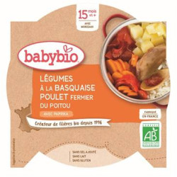 BABYBIO LÉGUMES À LA BASQUAISE POULET FERMIER DU POITOU AU