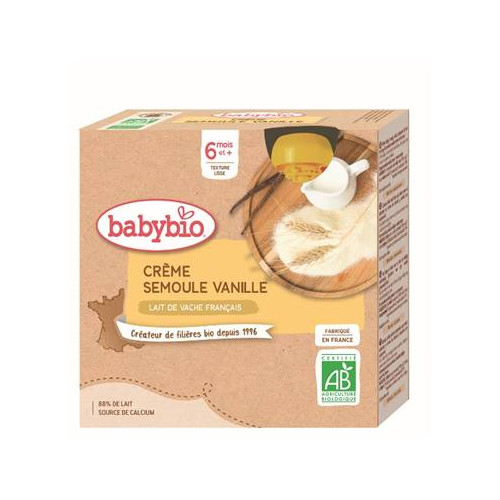 BABYBIO CRÈME SEMOULE VANILLE x 4 - 85 g