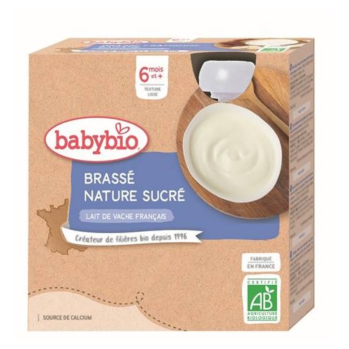 BABYBIO Brassé Nature Sucré - 4 x 85g