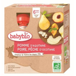 BABYBIO POMME DE NOUVELLE-AQUITAINE POIRE PÊCHE D'OCCITANIE x 4