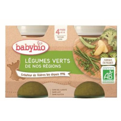 BABYBIO PETITS POTS LÉGUMES + 4 Mois Légumes Verts - 2x130g