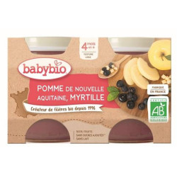 BABYBIO PETITS POTS FRUITS + 4 Mois Pomme Myrtille -2x130g