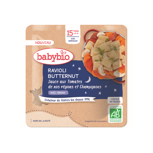 BABYBIO RAVIOLIS BONNE NUIT + 15 Mois Ravioli Butternut - 190g