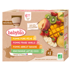 BABYBIO Gourdes Multifruits + 6 Mois - 8x90g