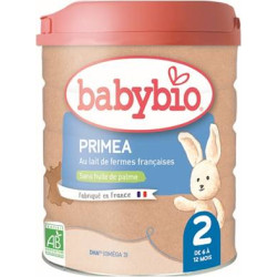 BABYBIO PRIMEA 2 Lait en Poudre Bébé Dès 6 Mois - 800g