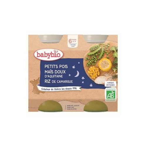 BABYBIO PETITS POIS MAÏS DOUX D'AQUITAINE RIZ DE CAMARGUE x 2 -