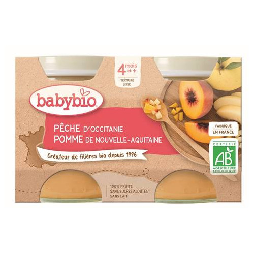 BABYBIO PÊCHE D'OCCITANIE POMME DE NOUVELLE-AQUITAINE x 2 - 130