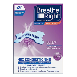 BREATHE RIGHT BANDELETTES NASALES Sensitive Taille S/M - 30