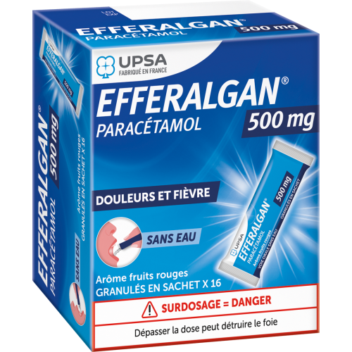 EFFERALGAN 500mg Fruits Rouges - 16 Granulés en Sachets