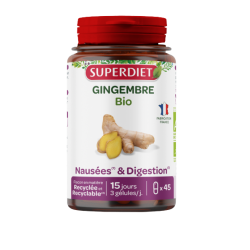 SUPERDIET Gingembre BIO Nausées et Digestion - 45 Gélules