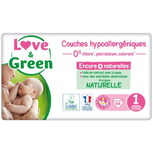 LOVE & GREEN PURE NATURE COUCHE ÉCOLOGIQUES TAILLE 1 2-5KG - 44