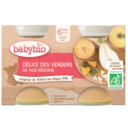 BABYBIO PETITS POTS FRUITS + 6 Mois Délice des vergers - 2x130g