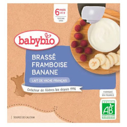 BABYBIO PETITS POTS BRASSÉ + 6 Mois Framboise Banane - 4x85g