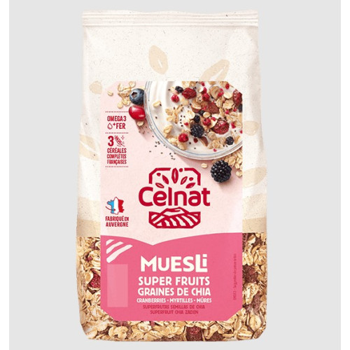 CELNAT Muesli Super Fruits & Graines de Chia - 375g