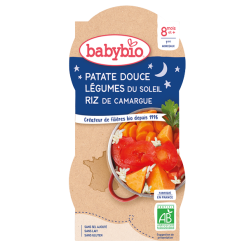 BABYBIO BOLS BONNE NUIT + 8 Mois Patate Douce Légumes Riz-