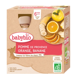 BABYBIO GOURDES FRUITS + 6 Mois Pomme Orange Banane - 4x90g