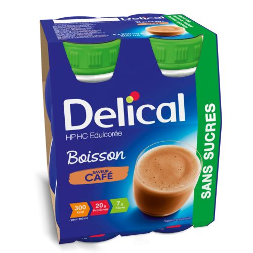 DELICAL HP HC Boisson Edulcorée Café - 4x200ml