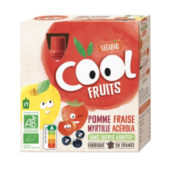 VITABIO COOL Fruits Gourde Pomme Fraise Myrtille - 4 x 90g