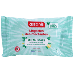 ASSANIS Lingettes Désinfectantes - 12 Lingettes