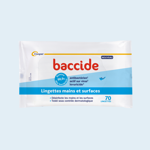 BACCIDE Lingettes Mains et Surfaces - 70 Lingettes