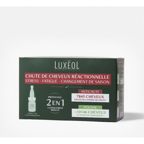 LUXEOL CHUTE DE CHEVEUX Réactionnelle 2 en 1- 14 x 7ml