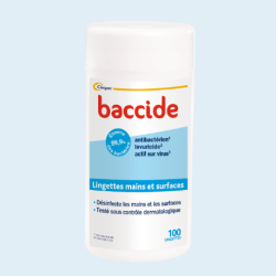 BACCIDE Lingettes Mains et Surfaces - 100 Lingettes