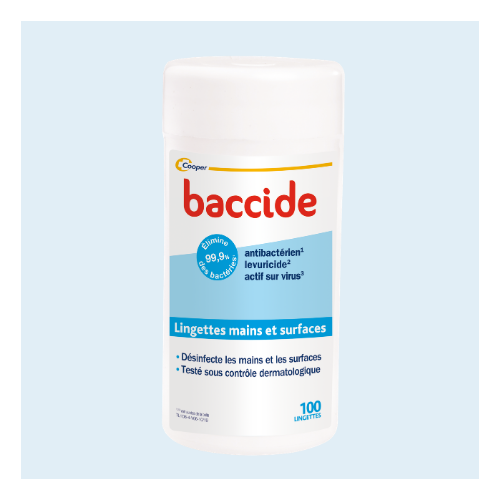 BACCIDE Lingettes Mains et Surfaces - 100 Lingettes