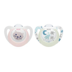 NUK SUCETTE STARLIGHT Jour&Nuit 0-6 mois - 2 sucettes