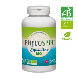 NATURAL NUTRITION PHYCOSPIR Spiruline BIO - 500 Comprimés