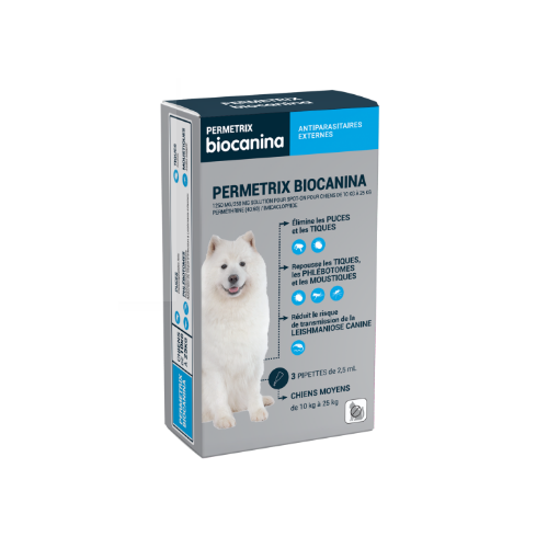 BIOCANINA PERMETRIX Anti-Parasitaires Chien Moyen - 3x2.5ml3x4ml